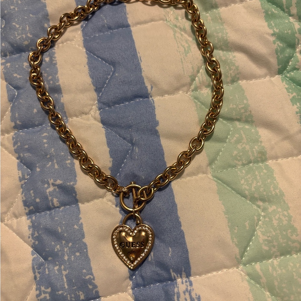 Guess Gold Heart Pendant Necklace